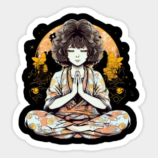 Kawaii Dreams - Cute Anime Girl Meditation Design Sticker